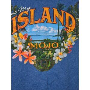 Get My Island Mojo Graphic T-Shirt Newport Blue Size Large Cotton Blend 52